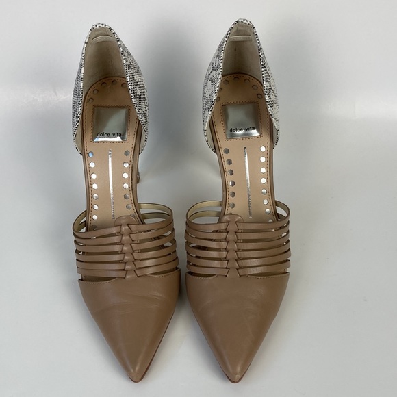 Dolce Vita Tan & Snakeskin Point Toe Stiletto - Picture 2 of 13